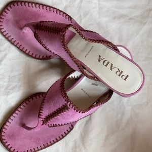 Prada Vintage Pink Suede with Brown Accents Sandal
